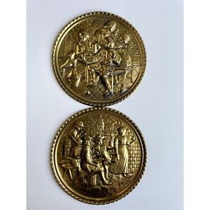 Vintage Peerage Brass Wall Hangings, Made In England, Set Of 2
